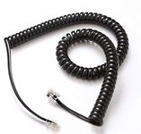 KEBILSHOP Telephone Handset Cable,Phone receiver cable Coil Cord, RJ9/RJ10 Cable,Landline Phone handset Spiral wire,Black, 1 Pack, (Ucoiled 8 Feet/2.5 M, 1)