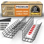 Scanfield Set of 2 Cable Tidy Under Desk Cable Management, Under Desk Cable Management Tray, Maximises Airflow, Sturdy & Spacious Cable Tray Wire Organiser, Easy To Install, Modular Cable Rack Storage