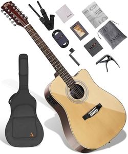 AKLOT 12-String Acoustic Electric Guitar: Rosewood Back and Sides with Spruce Top, 41-inch Cutaway Body, Built-in Pickup; Deluxe Set Includes Guitar Bag, Tuner, Cable, Capo, Strings & Picks (SN-NA)