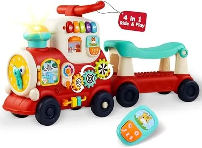 Ride On Toys for Toddlers 1-3 Boys Girls, 4-in-1 Push Pull Sit and Ride Train, Walking Car Toy for 1 Year Old Learning to Walk, Sit-to-Stand Walker for Baby Kids Ages 1 2 3 4 Outdoor Indoor Toy