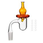 Transparent Round Bottom Shape Quartz Banger with Amber Glass Carb Cap and 10pcs 4mm OD Clear Quartz Pearl Balls,Hookah Accessories,Nicotine Free
