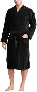 Polo Ralph Lauren Men's Cotton Velour Kimono Robe, Black, Size Small/Medium