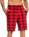 GYS Men's Bamboo Viscose Pajama Shorts Soft Lightweight Knit Sleepwear Shorts with Pockets, Red Plaid, XX-Large