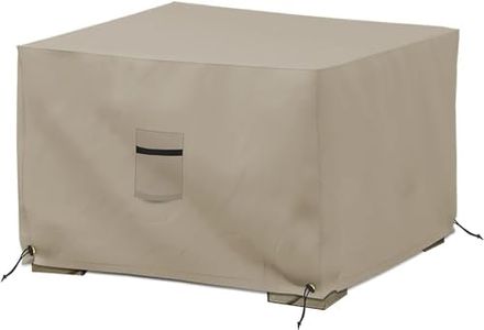 Covers & All Outdoor Ottoman Cover, 12 Oz Waterproof Ottoman Slipcover with UV-resistant Properties, Square Patio Furniture Cover Suitable for Indoors/Outdoors (23"L x 23"W x 18"H, Beige)