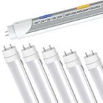 T8 T12 LED Tube Light Bulbs 4 Foot, 5 Power(10W-24W)& 6CCT(3000K-6500K) All in 1,Plug & Play or Ballast Bypass,T8 4ft Fluorescent Tube Replacement, Durable Type A+B Light Tube, ETL DLC (6Pack)