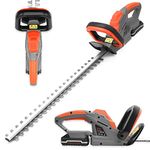 Terratek Cordless Hedge Trimmer 20V 1HR Fast Charge 51cm (510mm) Cutting Length, Hedge Trimmer Cordless Hedge Cutter with 1x Battery and Charger Included