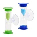 Nivofu 2 Pieces Hourglass with Suction Cup,3 Minutes Countdown Hourglass Timer for Kids,Creative Plastic Sand Timer,for Games,Cooking,Tooth Brushing Time Countdown Calculation (Blue Green)