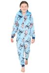 Disney Girls Lilo and Stitch Stitch & Angel Blue Fleece Sleepsuit Kids All in One (13-14 Years)