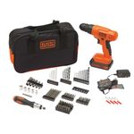 BLACK+DECKER 20V MAX* Cordless Drill Kit, 100 pc. Home Tool Kit with Bits, Screwdriver, Battery and Charger (BDC120VA100)