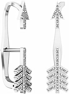 Dazzlingrock Collection 0.10 Cttw Round White Diamond Arrow shaped Climber Earrings for women in 925 Sterling Silver