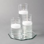 Eastland Octagon Mirror and Cylinder Vases Centerpiece with Richland Floating Candles 3". 4 Piece (Lavender, 8" Mirror)