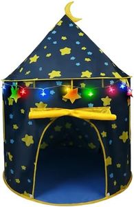 LotFancy Play Tent for Boys Girls, with Star Lights and Storage Carrying Bag, Pop Up Play Tent House for Kids Toddlers, Indoor and Outdoor Use, Foldable, Portable, Blue