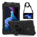 Gerutek Shockproof Case for Samsung Tab Active 3 8.0 inch, SM-T570/T575/T577 Heavy Duty Rugged Tough Case with Pen Holder,360 Rotating Stand/Straps Protective Cover for Galaxy Tab Active 3,Black