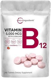 Micro Ingredients Vitamin B12 5000mcg | Methyl B12 Active Form – 240 Chewable Tablets | Fast Dissolve, Natural Strawberry Flavor, Support Energy, Metabolism Health | Vegan, Non-GMO, & No Glute