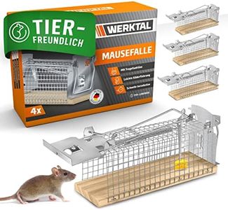 WERKTAL Mausefalle lebend - Hochsensitive Lebendfalle Maus [4er Set] - Tierfreundliche Hygenische Mäusefalle mit Doppeltür - Einfache Köderfixierung - Wiederverwendbare Rattenfalle lebend