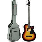 Best Choice Products Acoustic Electric Bass Guitar, Full Size 4 String, Fretted Bass Guitar w/Padded Gig Bag - Vintage Sunburst