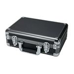 Black Flight Case with Silver Trim, Protective Durable Case for Camera Tools Electronics DJ and More, Compatible With Foam, L 340mm x W 240mm x H 120mm