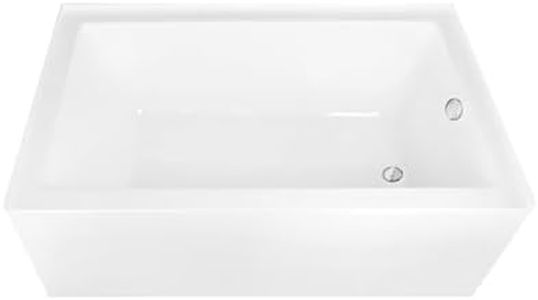 Aqua Eden CVTAP603622R1 60" Acrylic Rectangular 3-Wall Alcove Tub, Right Hand Drain, Glossy White/Polished Chrome