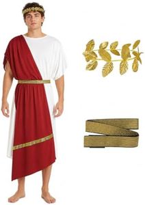 JPXH Ancient Greek Toga Adult Roman Costume with Headband Halloween Cosplay Outfit