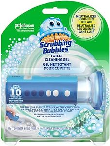 Scrubbing Bubbles Toilet Bowl Cleaner, Fresh Gel Toilet Cleaning Stamp, Fresh Mountain Morning Scent, Dispenser with 6 Gel Stamps