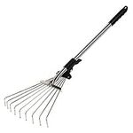 Fdit Adjustable Garden Leaf Rake with Multi Toothed Metal Rake for Lawn and Yard, Alloy Telescopic Tool (Assorted Color)