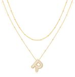 Wovanoo Initial Necklace Rhinestone Letter Pendant Necklace 18K Gold Plated Balloon Alphabet Necklace Jewelry Gift for Women R