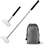 Jakeei 26.8 Extendable BBQ Ash Tool Stainless Steel Charcoal Ash Rake Ash Removal Tool Charcoal Garden Tools Grill Cleaning Tools Corner Cleaner Accessories with Storage Bag (1)