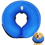 Dog Cone Alternative for After Surgery, Dog Donut Cone Soft Dog Cones Inflatable Dog Cone Collar, Adjustable Dog Recovery Collar for Pets, Comfortable Elizabethan Collar for Dogs and Cats (Blue-L)