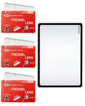 Magpro 3 Pack Card Magnifier Ruler Fresnel Lens Fire Starter Credit Card Size Magnifier Magnifying Lens with 1 Bonus Page Compact Plastic Magnifying Sheet- Red