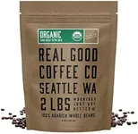 Real Good Coffee Company - Whole Bean Coffee - Organic Dark Roast Coffee Beans - 2 Pound Bag - 100% Whole Arabica Beans - Grind at Home, Brew How You Like