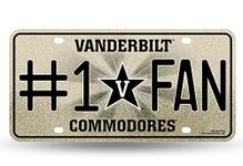 Rico NCAA Vanderbilt Commodores Bling #1 Fan Metal Auto Tag Plate, 12 x 6-Inch, Silver