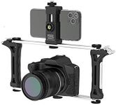 DREAMGRIP Evolution FRAME Universal Modular Video Rig – Filming Case with 2 Stabilizing Grips, 2 Tracks, 2 Smartphone Holders, Tripod Adapter-for iPhone 11 Pro-Max-XS,Samsung,Google Pixel,Huawei etc