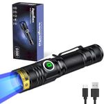 DARKDAWN UV 365nm Light USB Rechargeable Ultraviolet LED Blacklight Powerful Fluorescent Flashlight