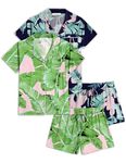 Ekouaer 2 Pack Womens Pajamas Set Button Down Summer Sleepwear Short Sleeve Comfy Pjs Loungewear Set(GP6,XL)