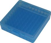 MTM 100 Round Flip-Top Ammo Box 40/45/10MM Cal (Clear Blue)