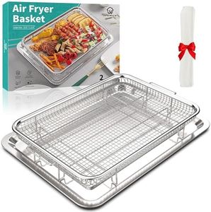 Air Fryer Basket for Oven, OPENICE 15.6" x 11.6" Large Air Fryer Basket and Pan with 30PCS Parchment Papers, Stainless Steel Oven Air Fryer Basket and Tray for Baking Grilling