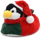 Onmygogo Fuzzy Animal Slippers for Toddler and Little Kids Christmas Slippers for Boys Girls (Toddler Kid Size 8-10, penguin)