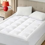 Bedsure Mattress Pad King Size - Breathable Cotton Mattress Topper, Quilted Fitted Mattress Cover with Deep Pocket Fits 8-21 Inch Mattress, Soft Fluffy Pillow Top, White