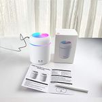 H2O Humidifier for Home, Bedroom, Car, Travel, Yoga, and Meditation 3 in 1 Tender Night Light, 7-Led Lamp Colours. Cool Mist 300ml Quiet Ultrasonic Humidifiers, USB Plug. (Grey)