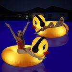 DeeprBetter Inflatable Duck Pool Floats with Lights,2 Pack Solar Powered Duck Pool Floaties,42" Large Inflatables Rafts for Swimming Pool Tubes Lake Beach Floaty Swim Rings Pool Party for Adults