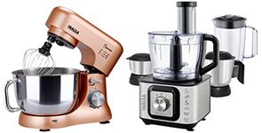 Inalsa Stand Mixer Kratos-1000W with 5L SS Bowl| Includes Whisking Cone, Mixing Beater & Dough Hook & Inalsa Food Processor INOX 1000-Watt With Blender Jar / 304 Grade SS Dry Grinding/Chutney Jar