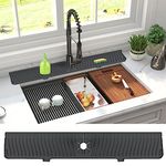 30 inch Sink Splash Guard Mat,Silicone Faucet Handle Drip Catcher Tray, Longer Silicone Sink Mat for KitchenBathroom, Drip Protector Splash Countertop (black)