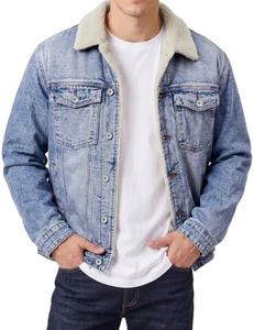JMIERR Mens Sherpa Fleece Lined Denim Trucker Jacket, L, Light Blue