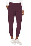 Med Couture Women's Energy Collection Seamed Jogger Scrub Pant, Wine, Small