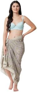 parihan Swimsuit Beach Sarong Cover Ups for Swimwear Women-Hand Print Wrap Skirt, Citron Green and Sea Grass, One Size