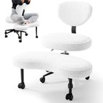 HOMRELEXA Cross Legged Office Chair, 360° Swivel Ergonomic Kneeling Chair, Criss Cross Desk Chair with Ajustable Height, ADHD Meditation Chair, White