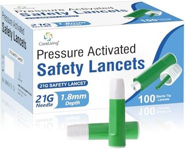 CareLiving Safety Lancets, Sterile, Pressure Activated Activation, 21 Gauge Needle, 1.8 mm, 100 Count, Single-Use, Gentle for Comfortable Testing