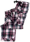 Victoria's Secret The Flannel Long PJ Pajama Set (XX-Large, Black White Pink Plaid), White