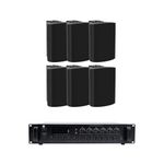 Winston Acoustics Wall Speaker with Amplifier Jaguar 6 and Phantom 3 Amplifier | 600 sq.ft Coverage (Black, Pack of 6) Ideal for Restaurants, Classrooms, Studios, Homes