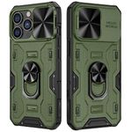 VEGO for iPhone 14 Pro Max Case, iPhone 14 ProMax Case with Slide Camera Cover Built-in 360° Rotate Ring Stand Kickstand Fit for Magnetic Car Mount Cover Case for iPhone 14 Pro Max 6.7" 2022 - Green